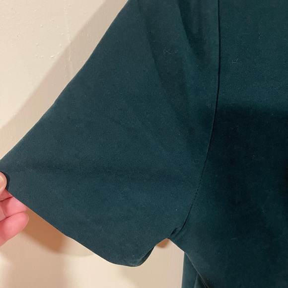 Vntg. Bety’s Things Velvet Sheeth Dress Floral Cut out Hem Hunter Green Size 14P - Picture 5 of 9